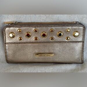 Michael Kors metallic gold Ludlow Stud pebbled leather wallet